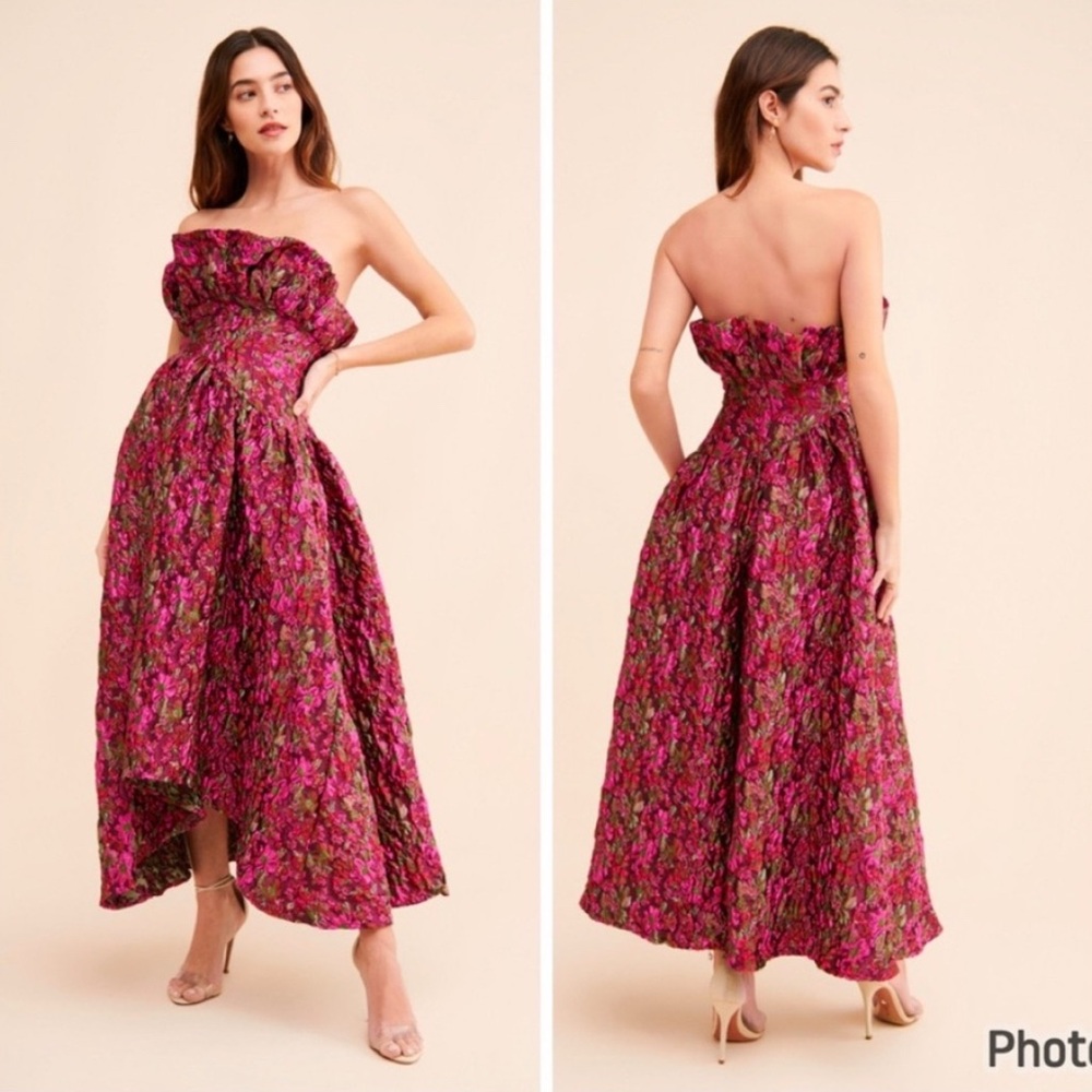 Elliatt Camellia Strapless Floral High Low Gown